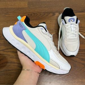 Puma Wild Rider NRG sneakers in the 'Puma White-Elektro Aqua' size Women’s 9